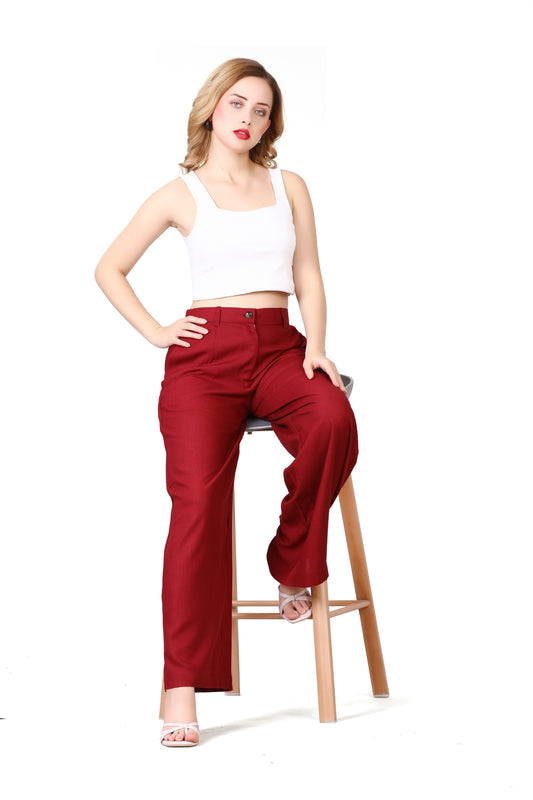 Baggy Style Korean Pant in Maroon