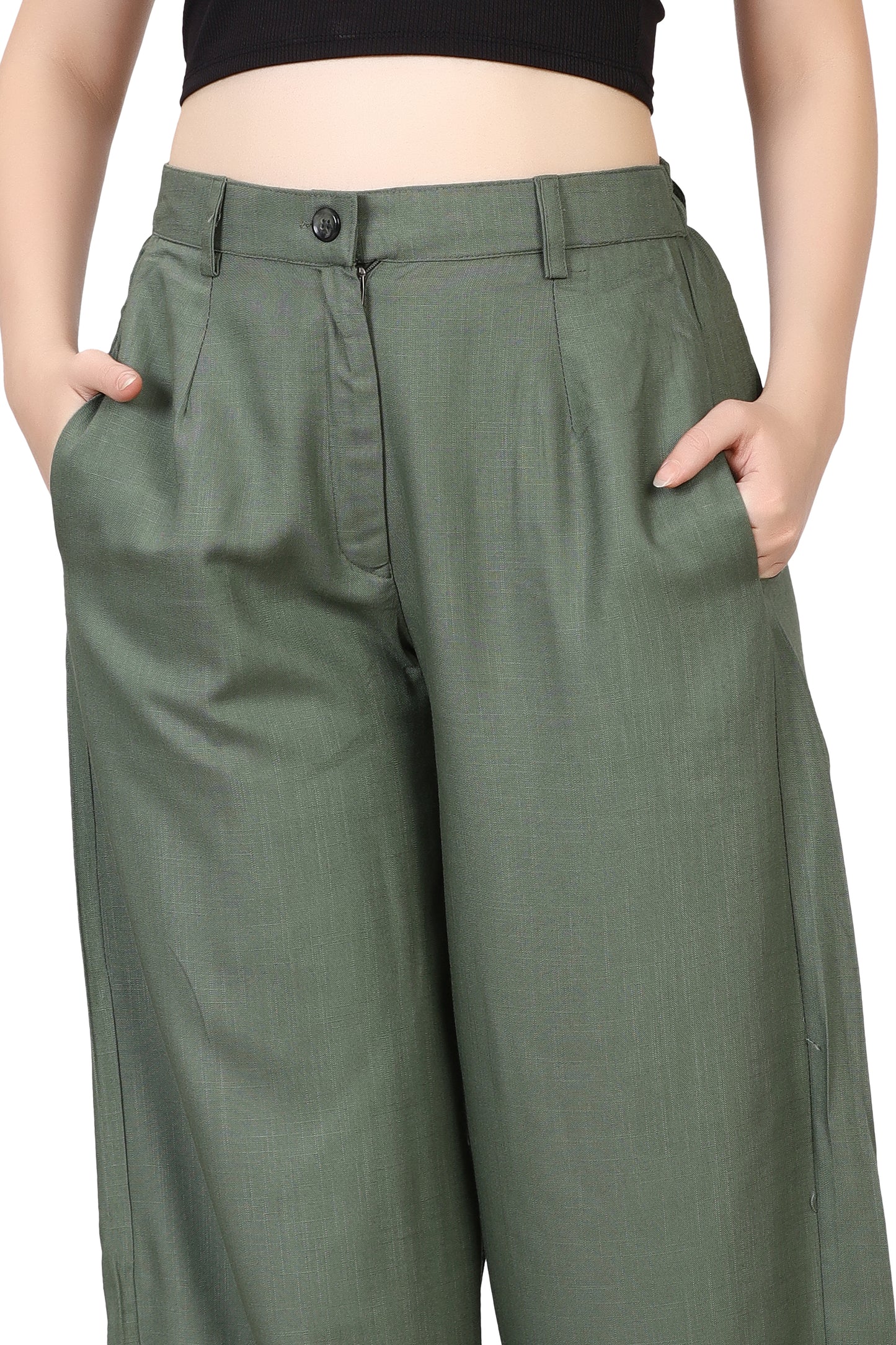 Baggy Style Korean Pant in Dusty Green