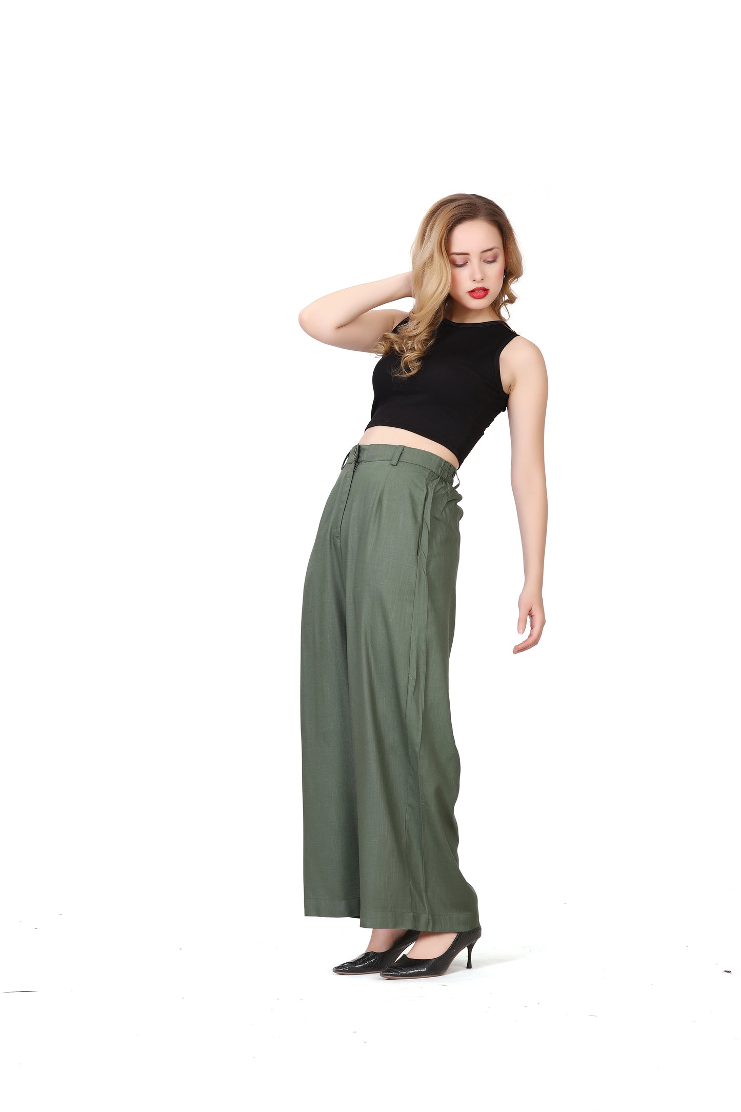 Baggy Style Korean Pant in Dusty Green