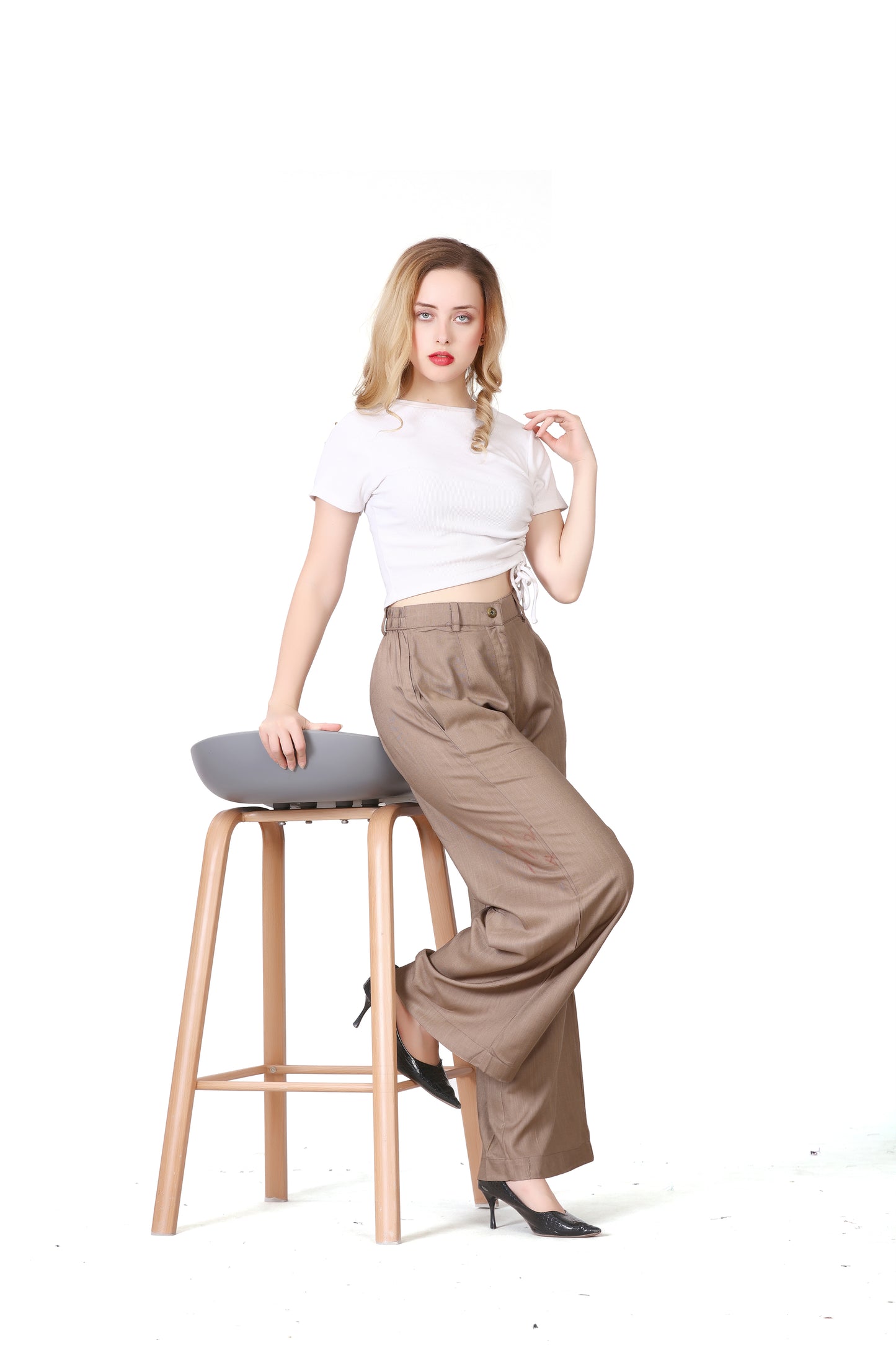 Baggy Style Korean Pant in Beige Brown