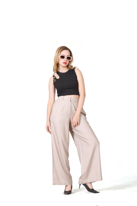 Baggy Style Korean Pant in Cream Beige