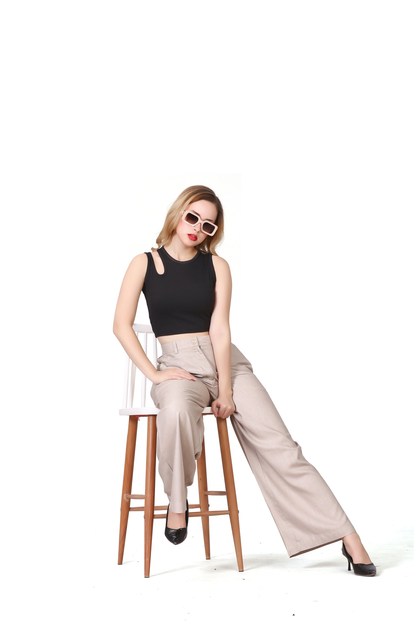 Baggy Style Korean Pant in Cream Beige