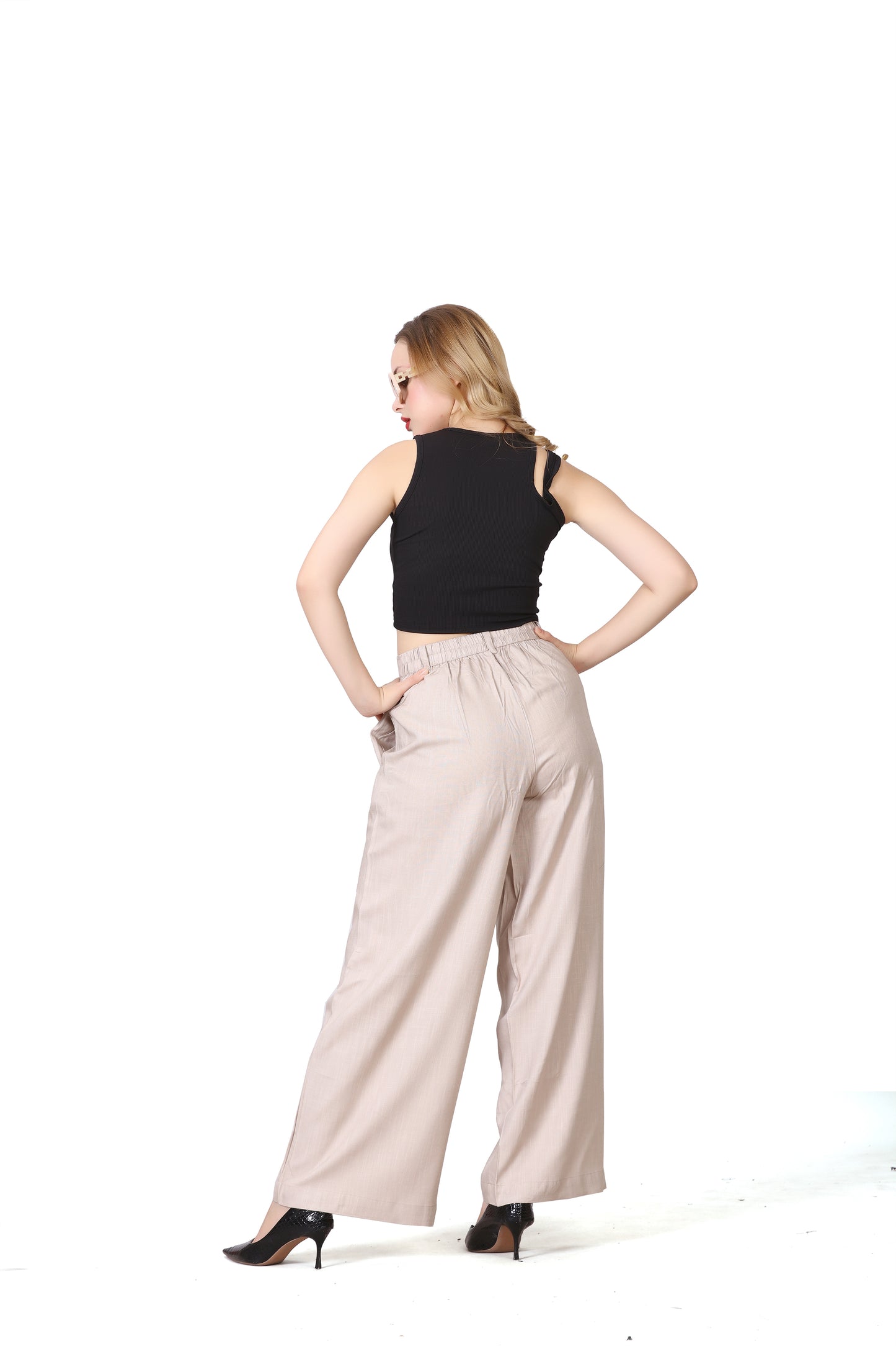 Baggy Style Korean Pant in Cream Beige