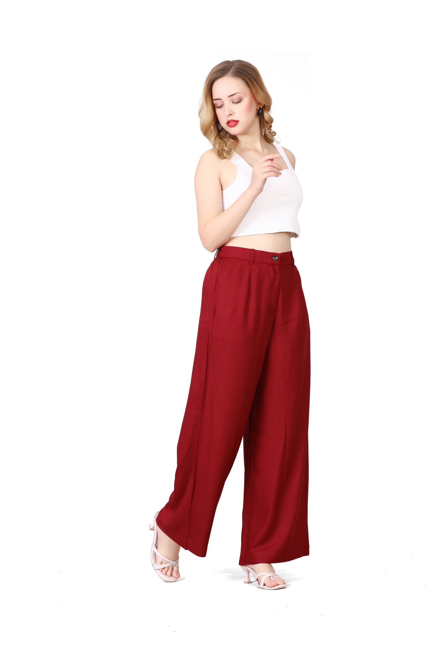 Baggy Style Korean Pant in Maroon