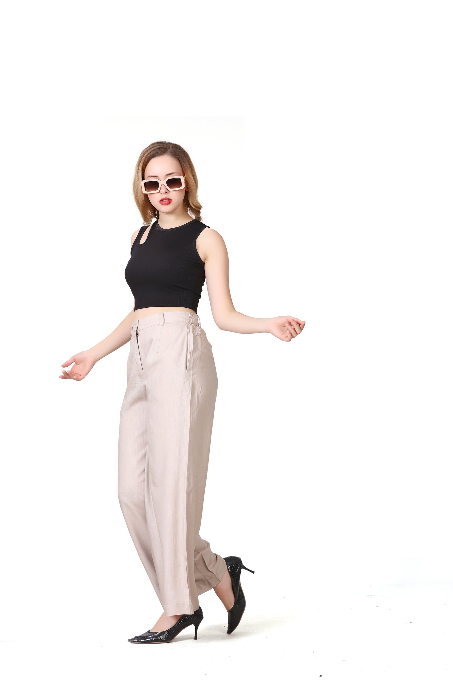 Baggy Style Korean Pant in Cream Beige