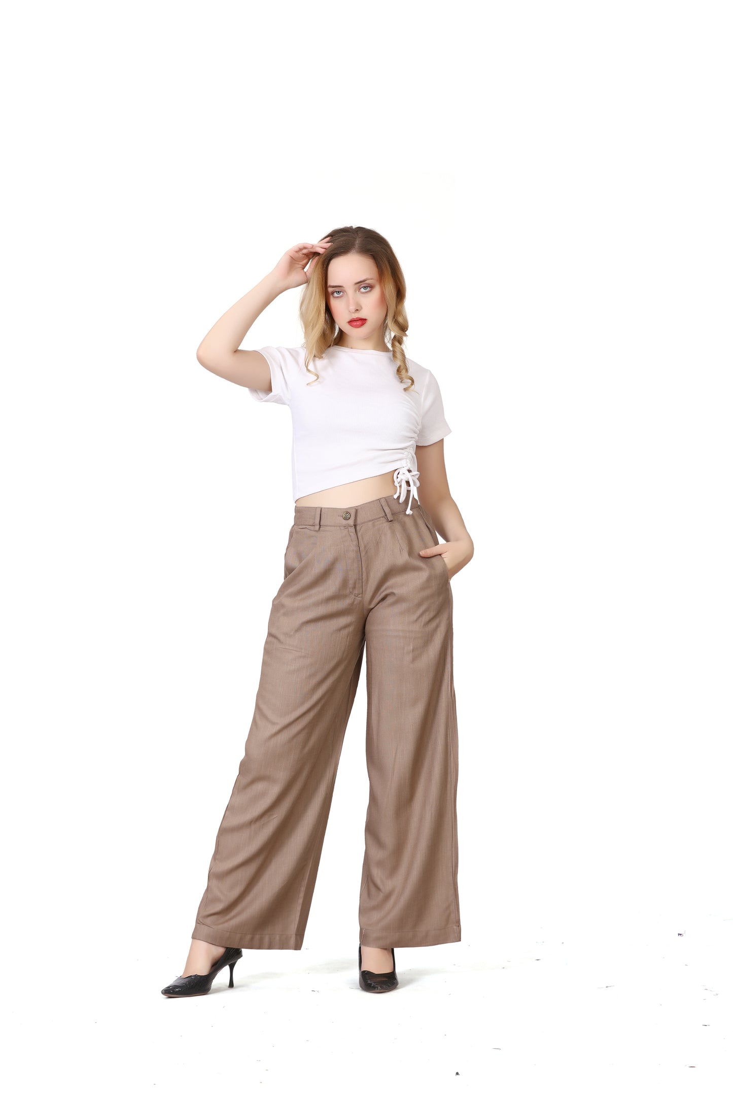 Baggy Style Korean Pant in Beige Brown