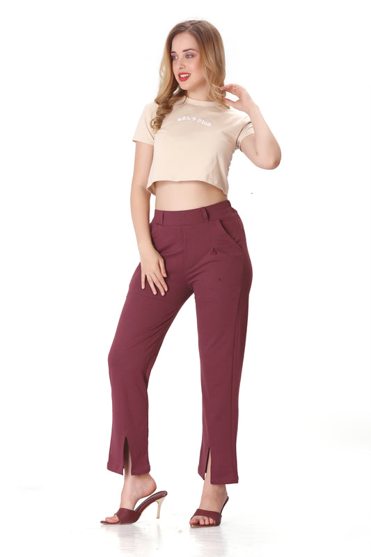 Soft Flex Pant ( Plum Maroon Color )
