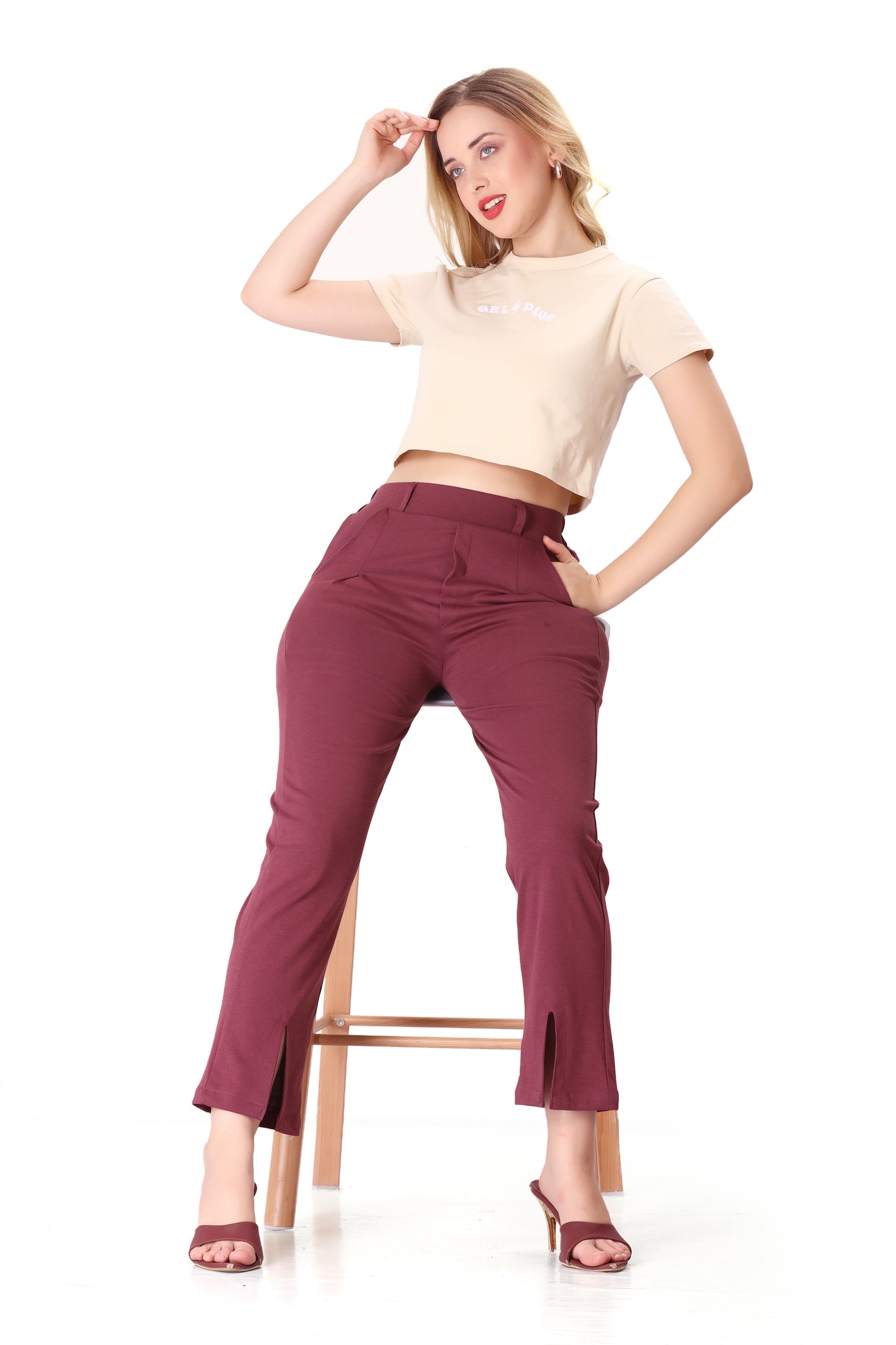 Soft Flex Pant ( Plum Maroon Color )