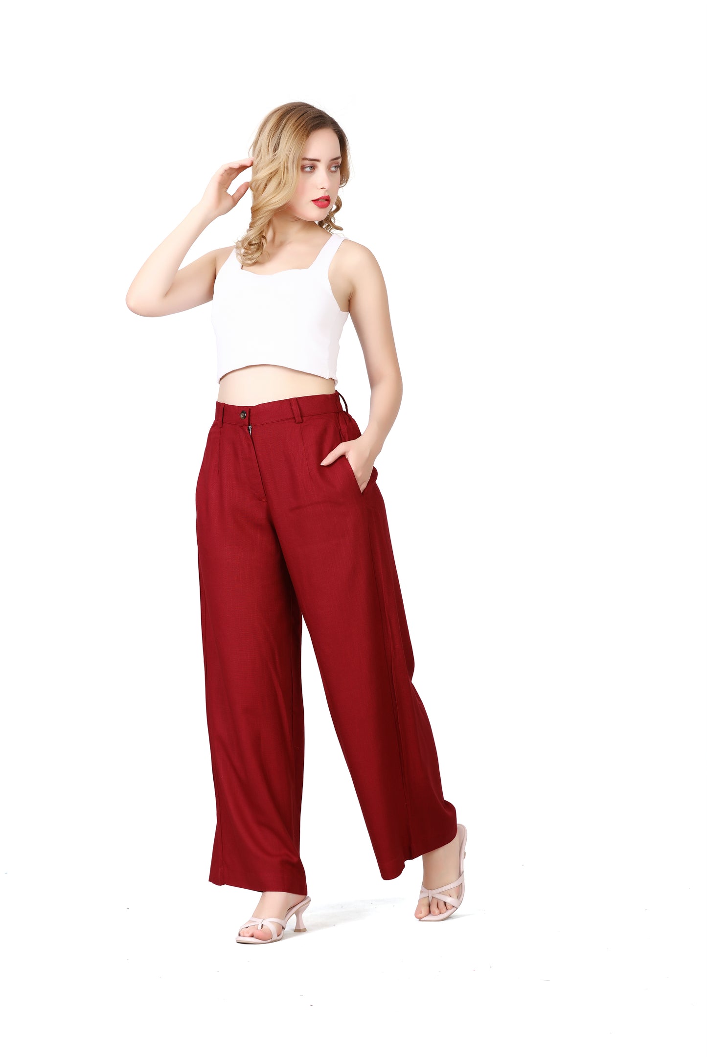 Baggy Style Korean Pant in Maroon