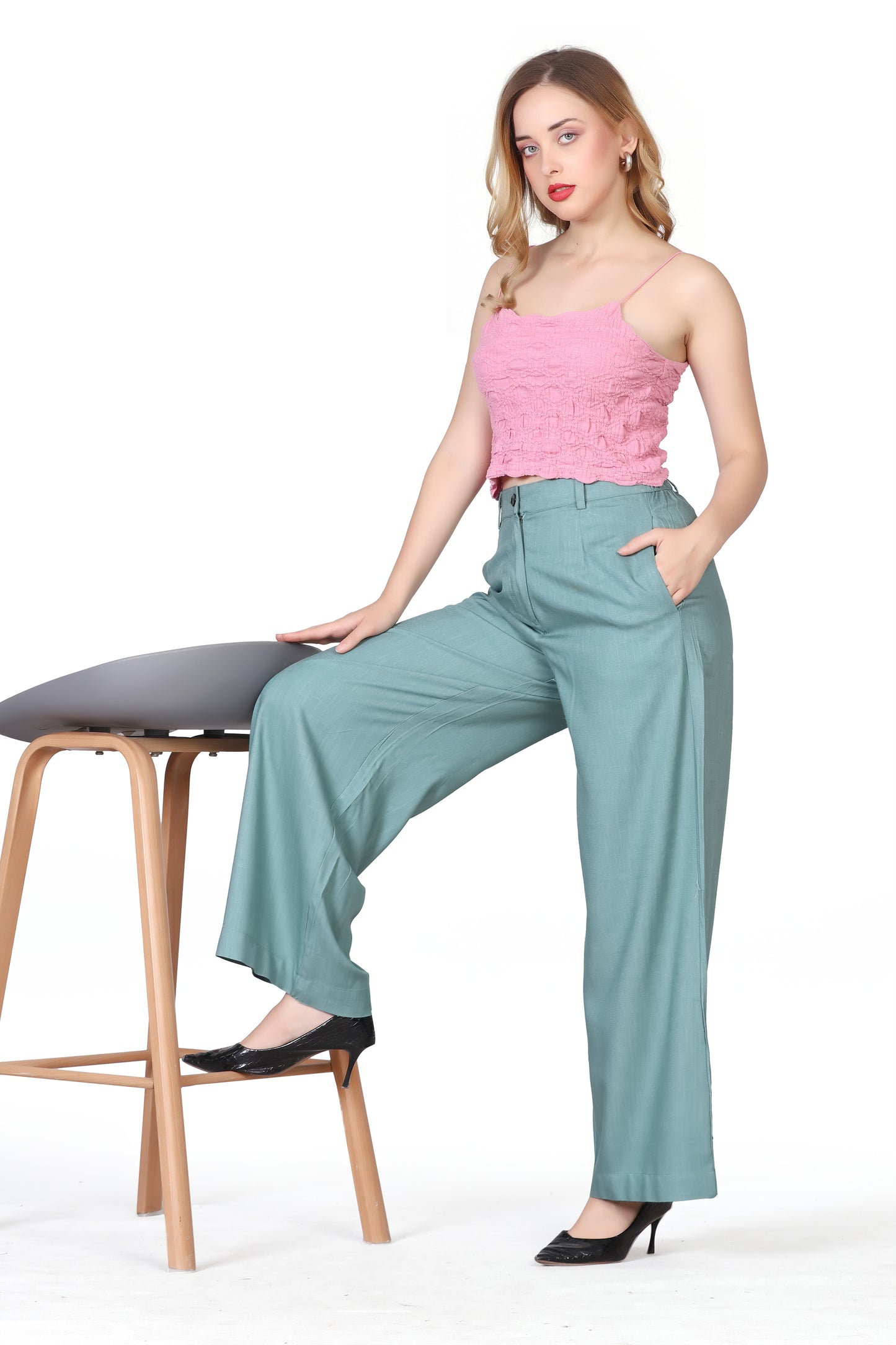 Baggy Style Korean Pant in Grey Blue